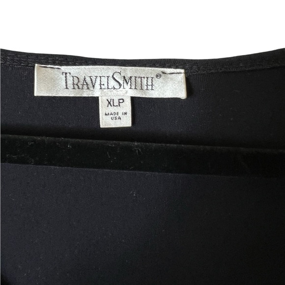TravelSmith black knit travel dress, 3/4 sleeves, flattering wrap top XLP - Picture 3 of 4